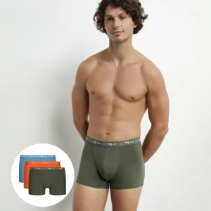 3er-Pack Herren-Boxershorts aus Stretch-Baumwolle Orange/Grün