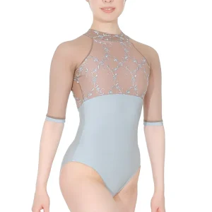 DellaLo' Selene Long Sleeve Embroidered Leotard